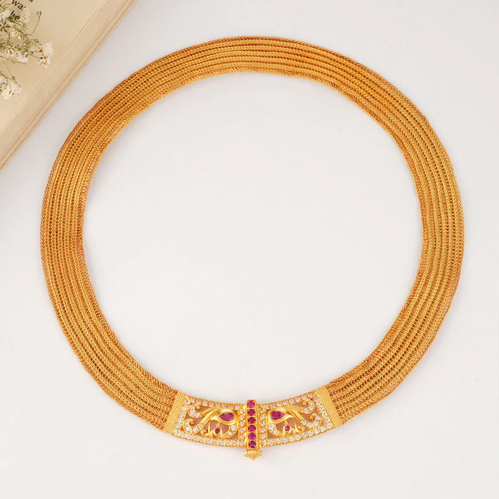 92.5 Silver, 24-karat Gold Plated Braided Moppu Necklace