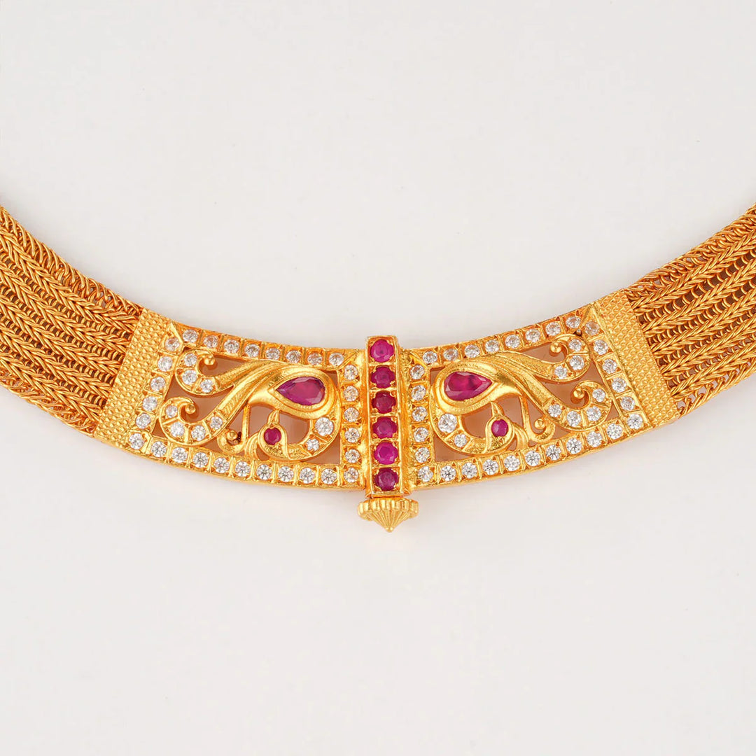 92.5 Silver, 24-karat Gold Plated Braided Moppu Necklace
