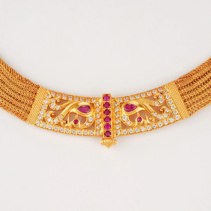 92.5 Silver, 24-karat Gold Plated Braided Moppu Necklace
