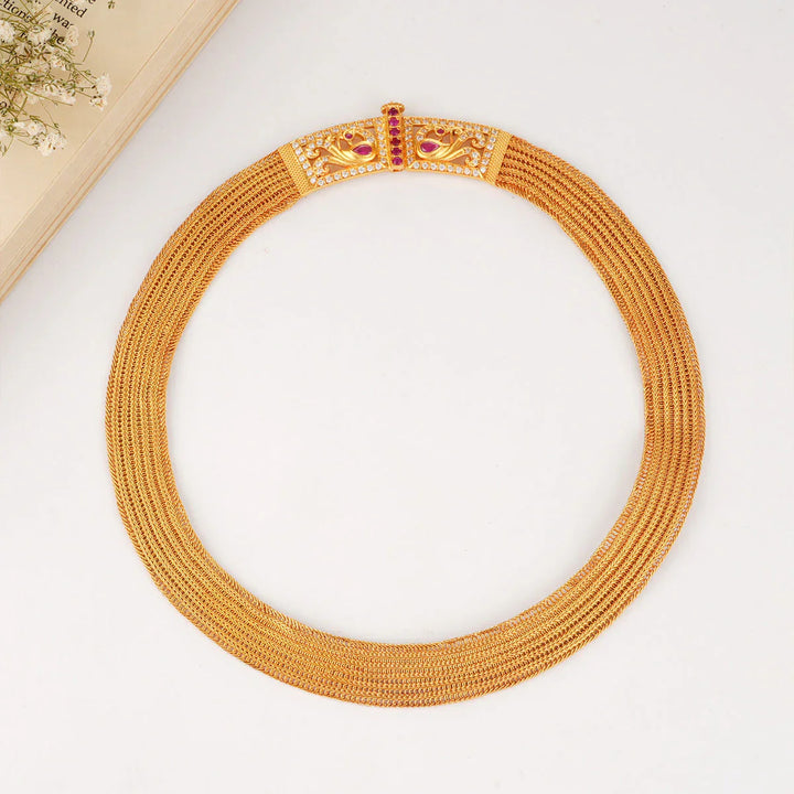 92.5 Silver, 24-karat Gold Plated Braided Moppu Necklace