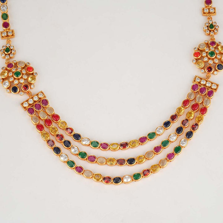 92.5 Silver, 24 kt gold-plated Stunning Stone Short Necklace | SHOBITAM