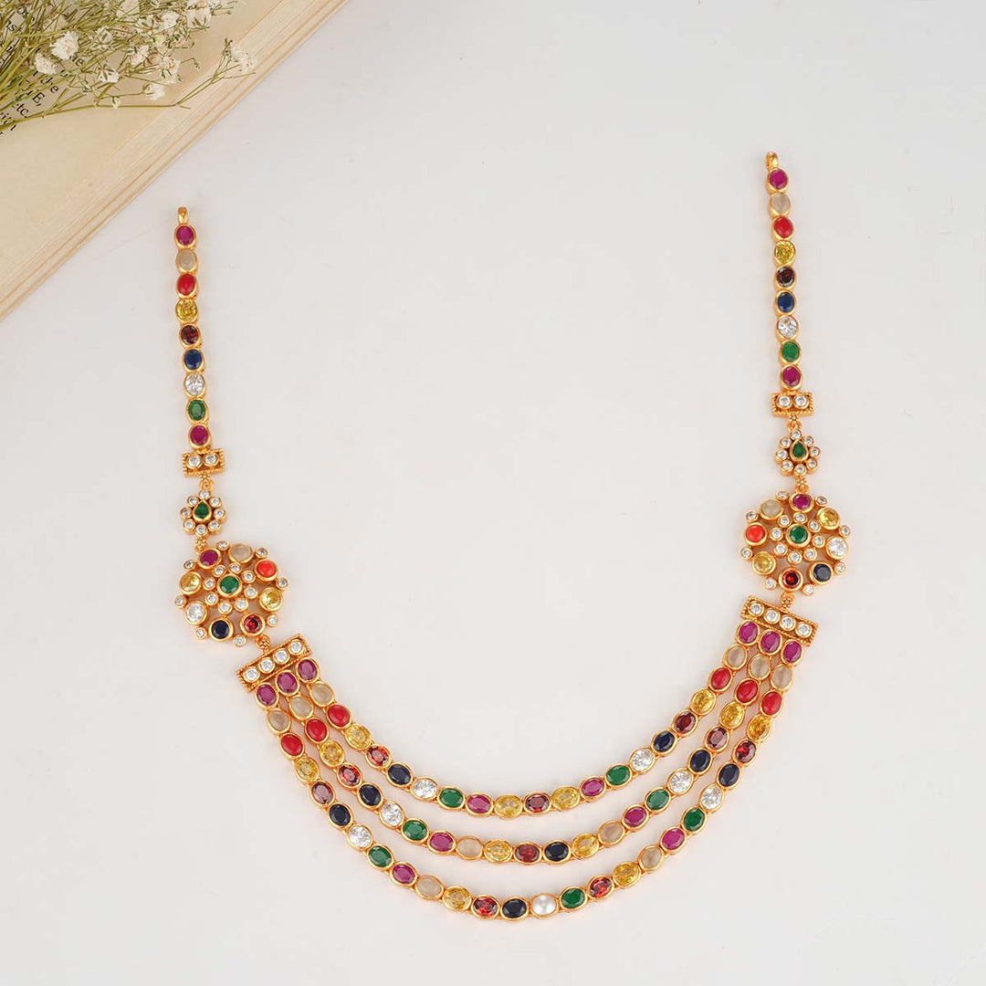 92.5 Silver, 24 kt gold-plated Stunning Stone Short Necklace | SHOBITAM