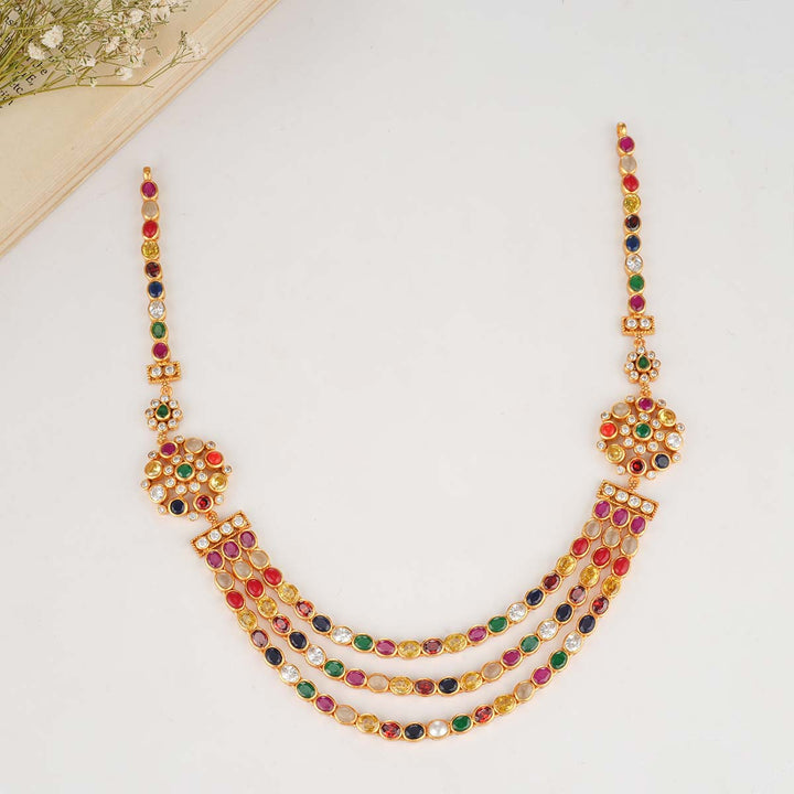 92.5 Silver, 24 kt gold-plated Stunning Stone Short Necklace | SHOBITAM