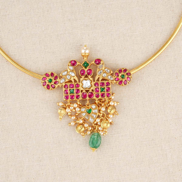 92.5 Pure Silver 24kt Gold Plated Lakshana Short Necklace