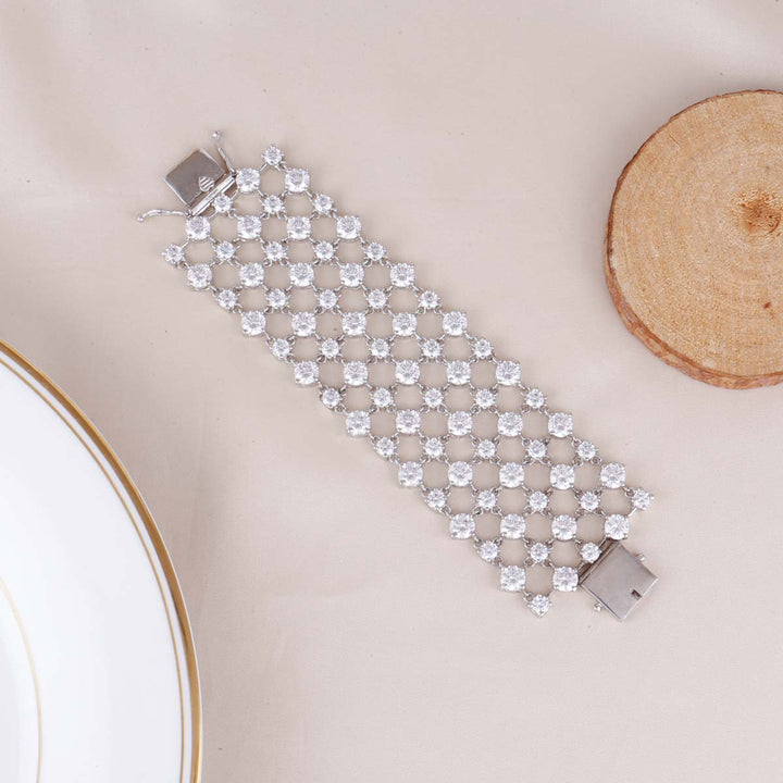92.5 Pure Silver CZ 5 Line Night Dazzler Bracelet, fits up to size 2.5