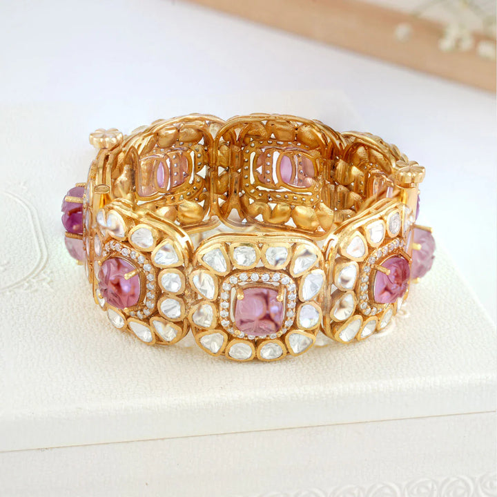 92.5 Silver 24kt Gold Plated Richness Stone Bracelet