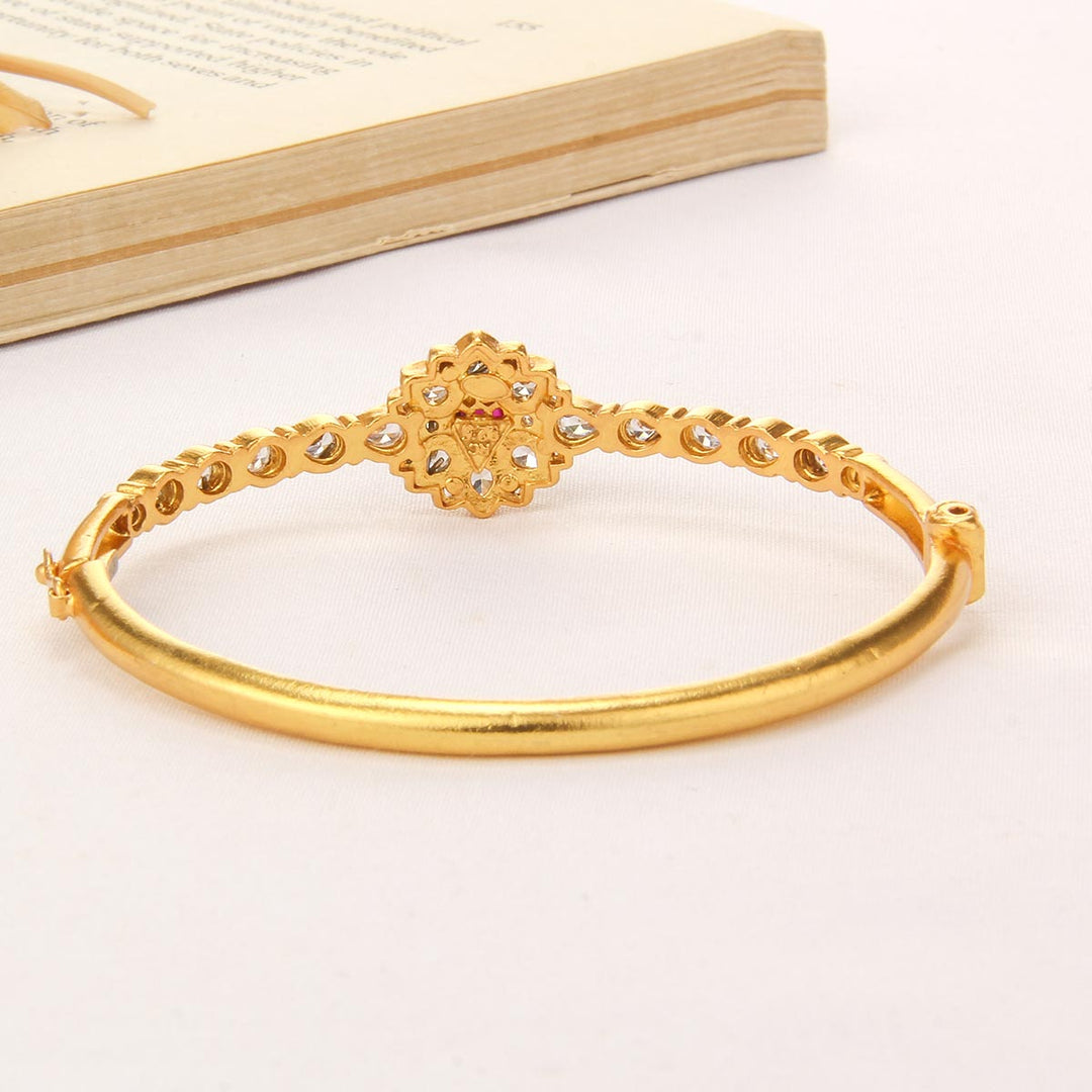 Pure 92.5 Silver, 24kt Gold Plated Pranthika Stone Bracelet | SHOBITAM