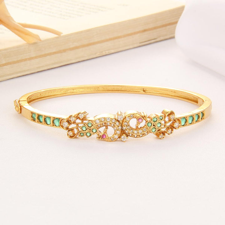 Pure 92.5 Silver, 24kt Gold Plated Jansika Stone Bracelet | SHOBITAM