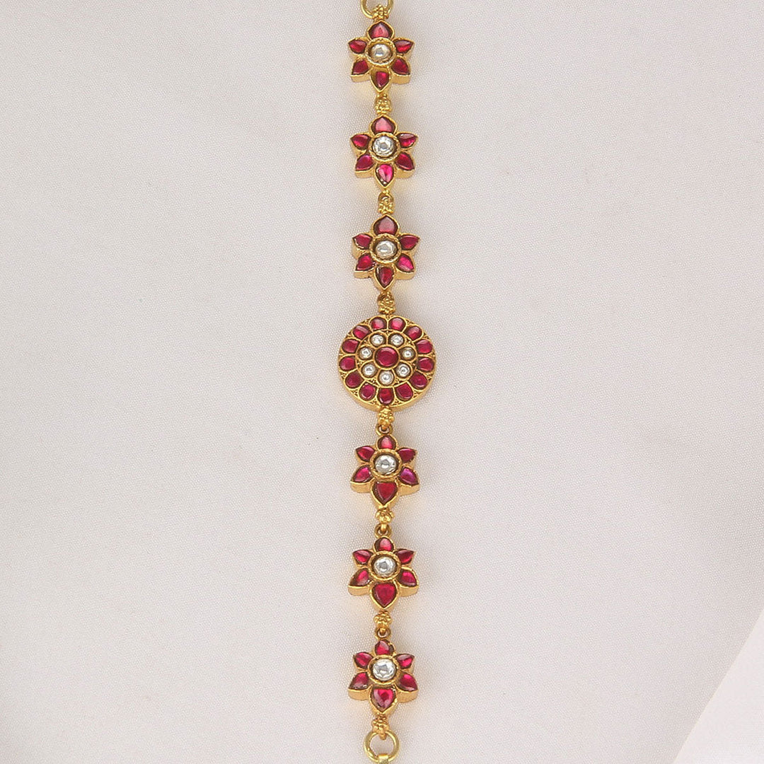 92.5 Silver, 24 kt Gold-Plated Vivhed Kundan Bracelet | SHOBITAM
