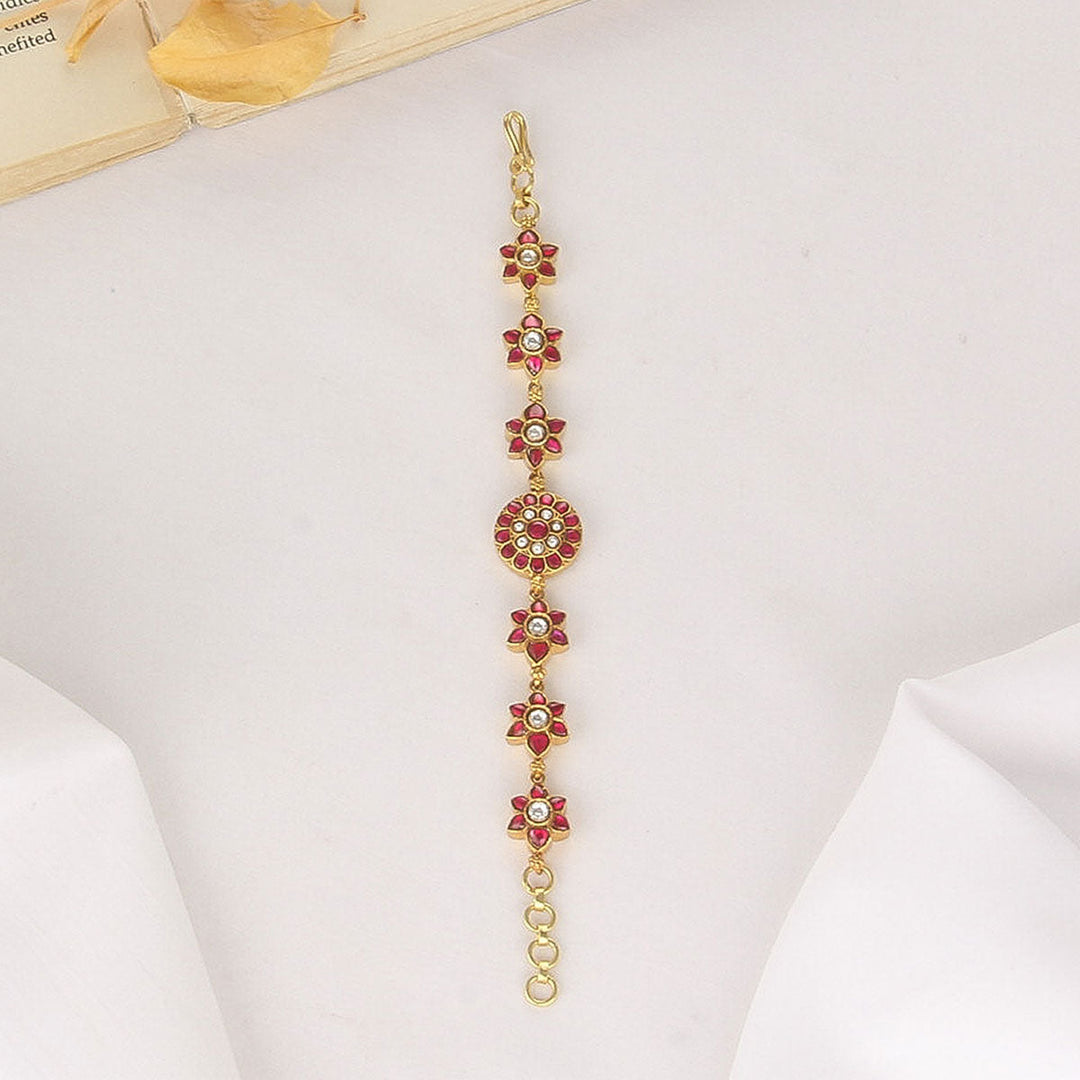 92.5 Silver, 24 kt Gold-Plated Vivhed Kundan Bracelet | SHOBITAM