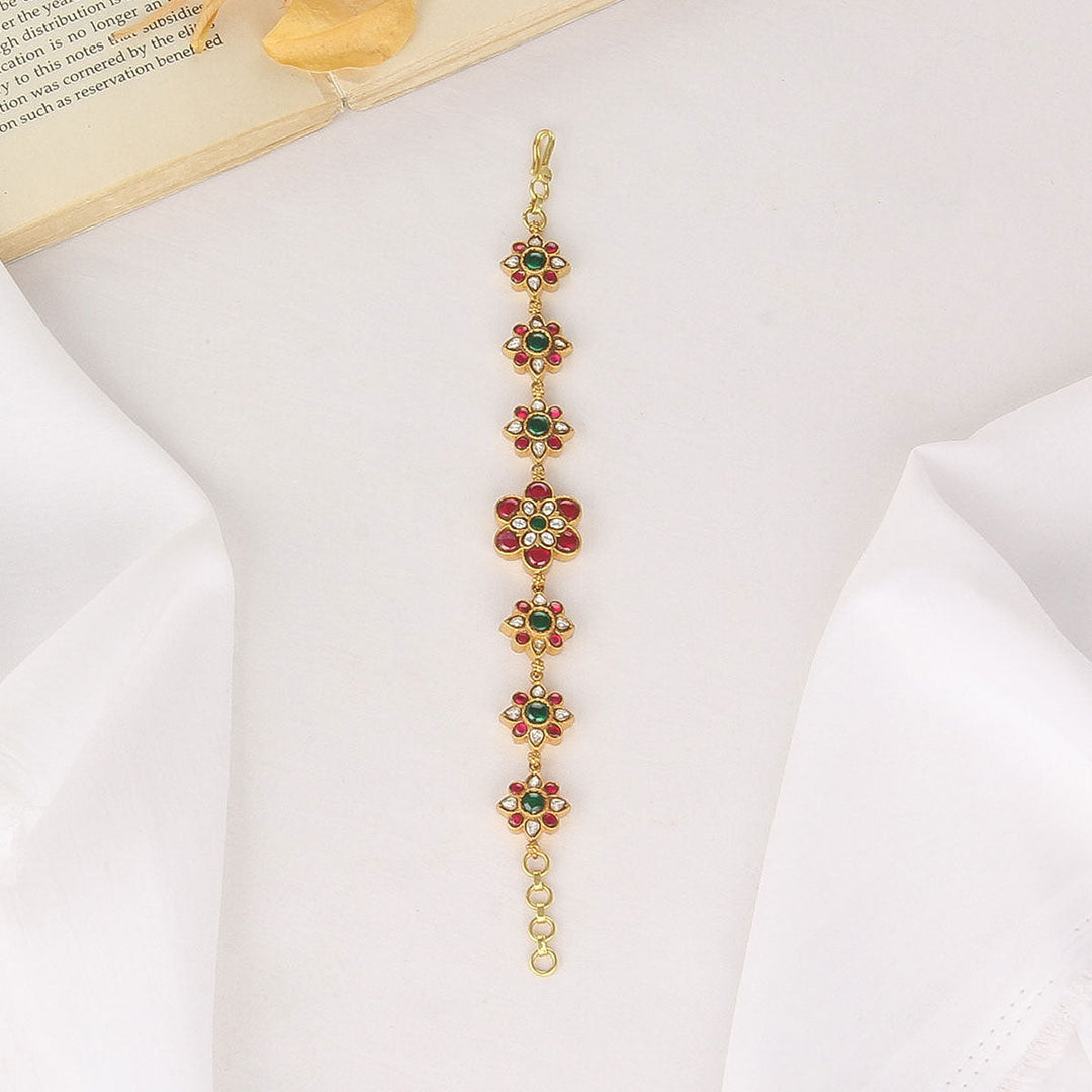 Pure 92.5 Silver, Gold Plated Jovika Kundan Bracelet | SHOBITAM