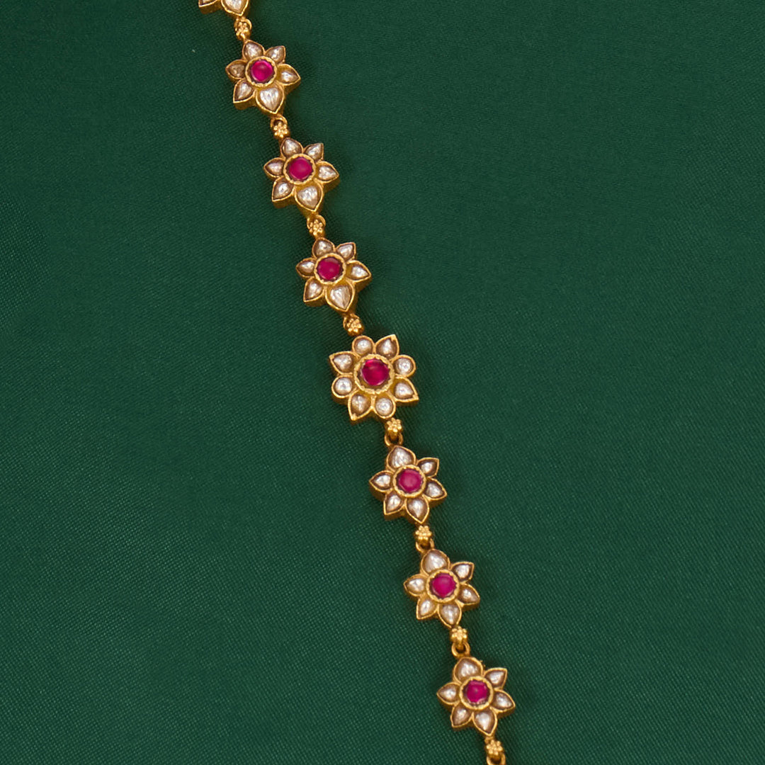 Pure 92.5 Silver, 24kt Gold Plated Rethika Kundan Bracelet | SHOBITAM