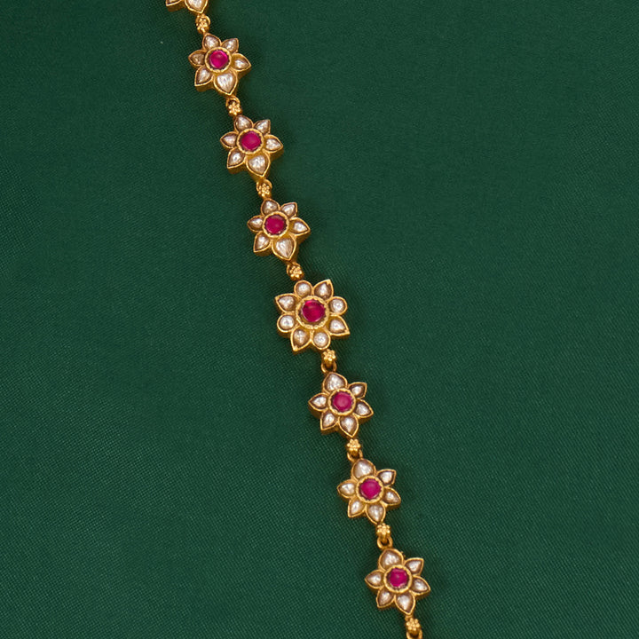 Pure 92.5 Silver, 24kt Gold Plated Rethika Kundan Bracelet | SHOBITAM