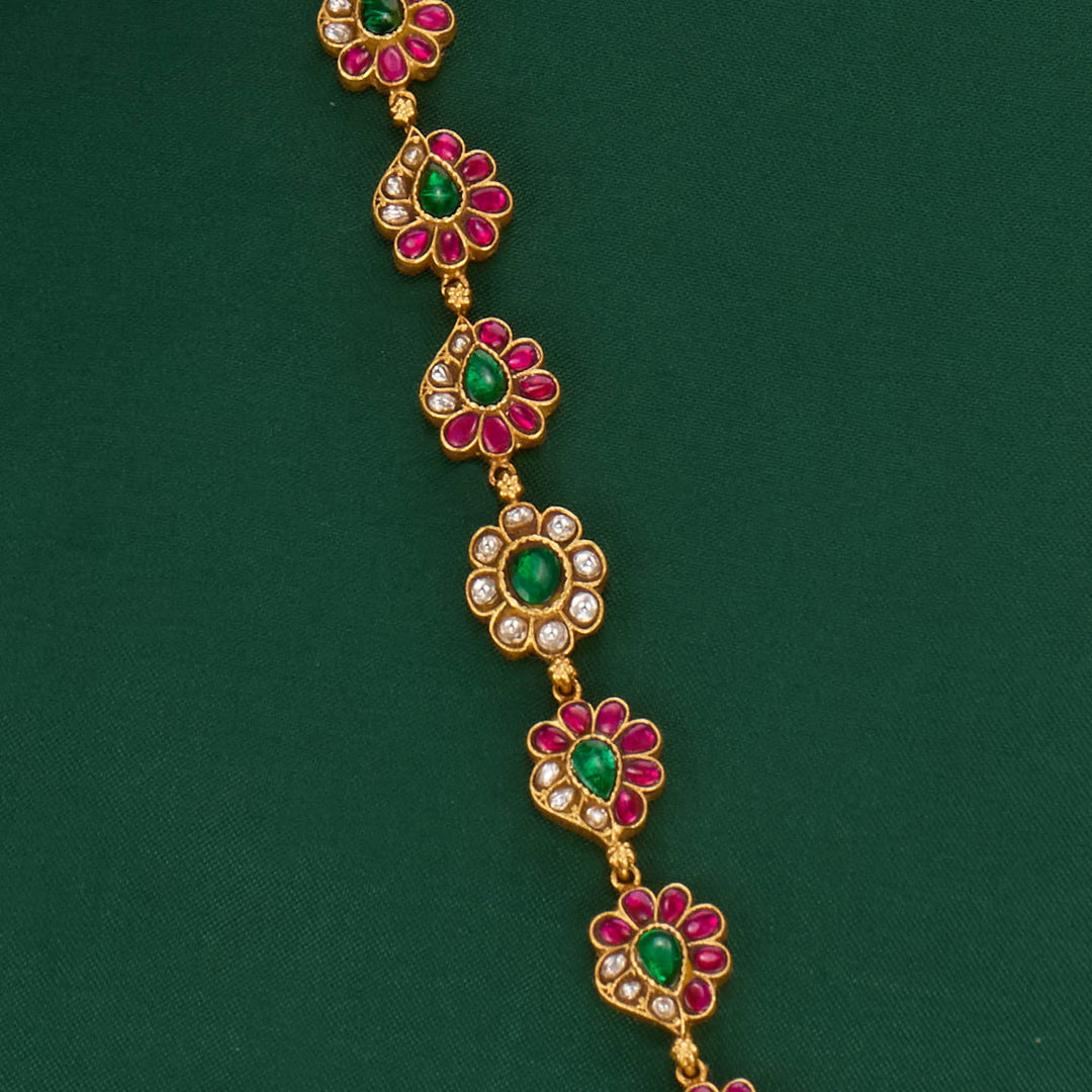Pure 92.5 Silver, 24kt Gold Plated Aanaya Kundan Bracelet | SHOBITAM