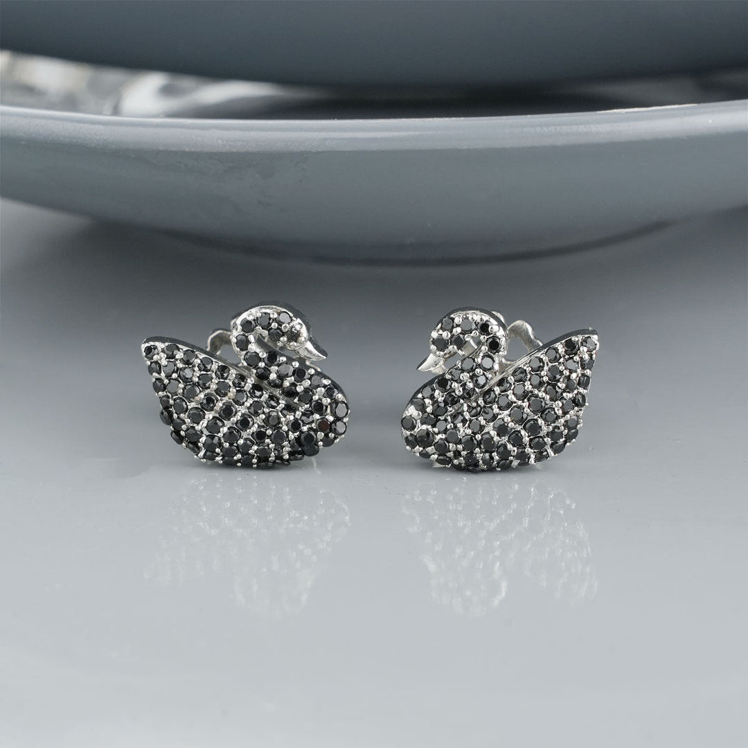 Pure 92.5 Silver Black Swan Pendant Set | SHOBITAM
