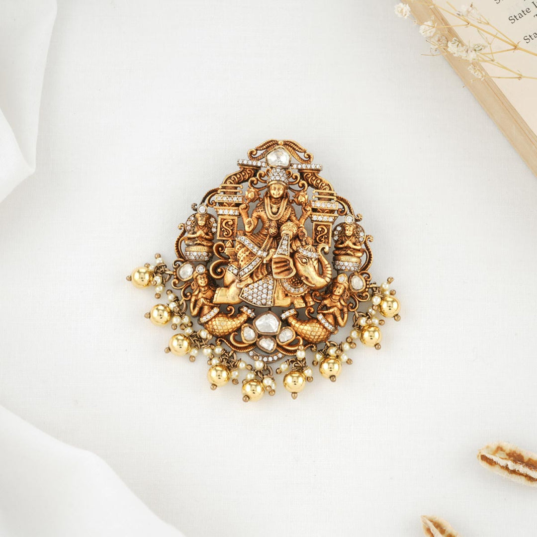 Pure 92.5 Silver Sri Lakshmi Pendant set | SHOBITAM