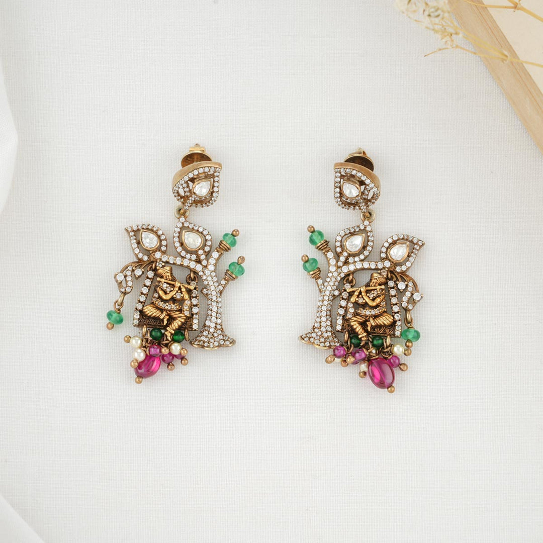 Pure 92.5 Silver Graceful Krishna Victorian Pendant set