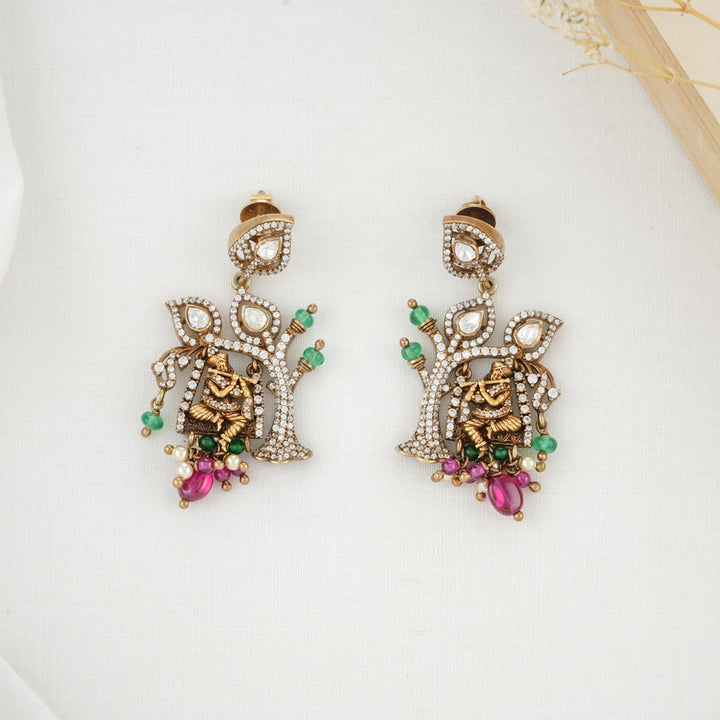 Pure 92.5 Silver Graceful Krishna Victorian Pendant set