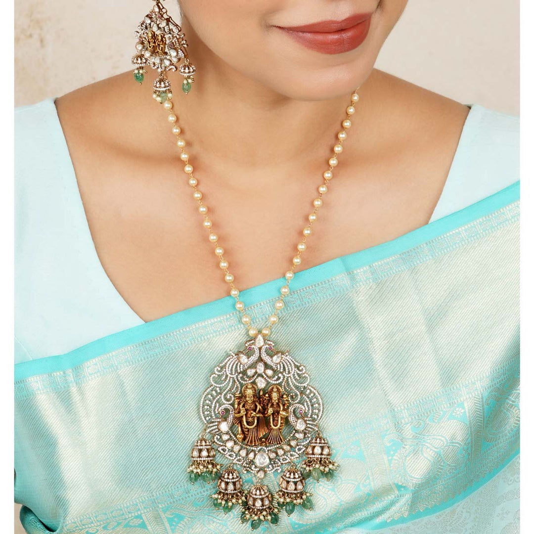 Pure 92.5 Silver Prakthi Victorian Pendant set