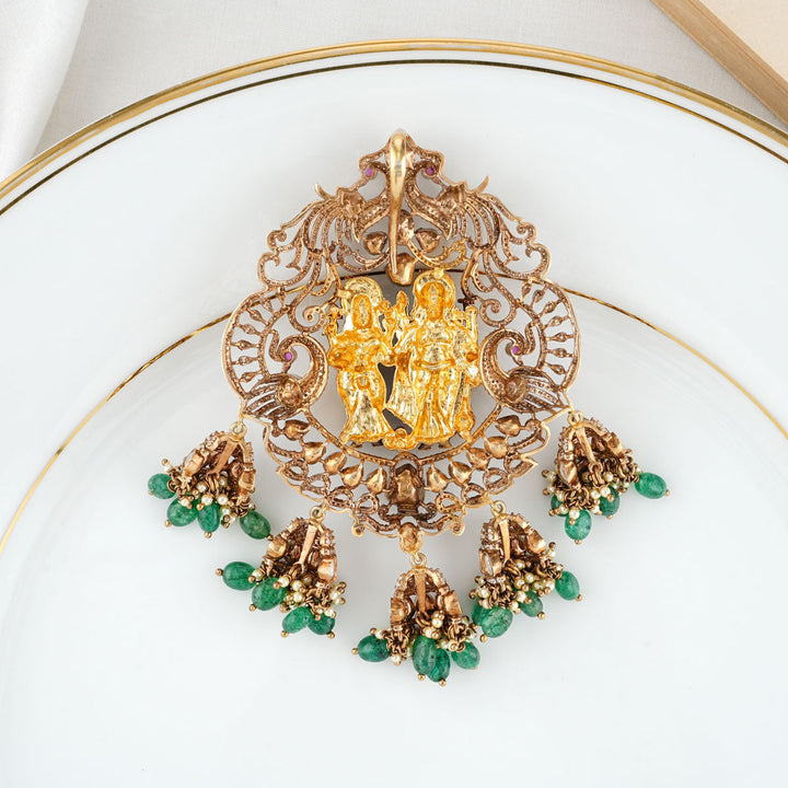 Pure 92.5 Silver Prakthi Victorian Pendant set
