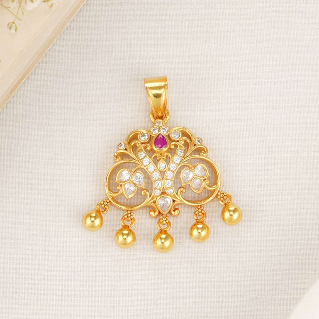 92.5 Silver, 24 kt gold-plated Shanvi Stone Pendant