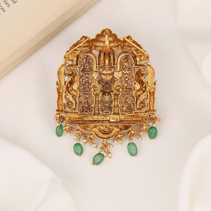 92.5 Pure Silver, 24 kt Gold Plated Goddess Balaji Ashtalakshmi Nagas Pendant