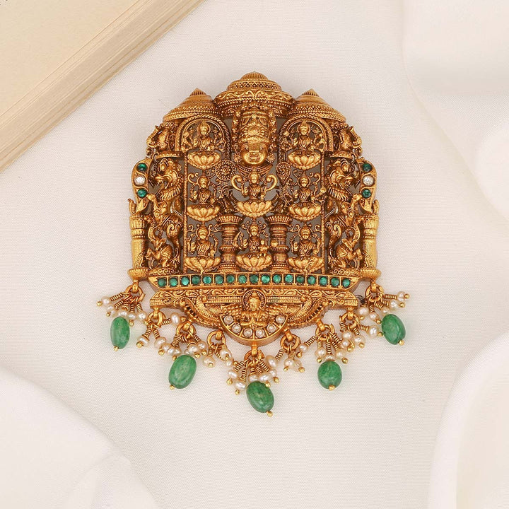 92.5 Pure Silver, 24 kt Gold Plated Goddess Balaji Ashtalakshmi Nagas Pendant