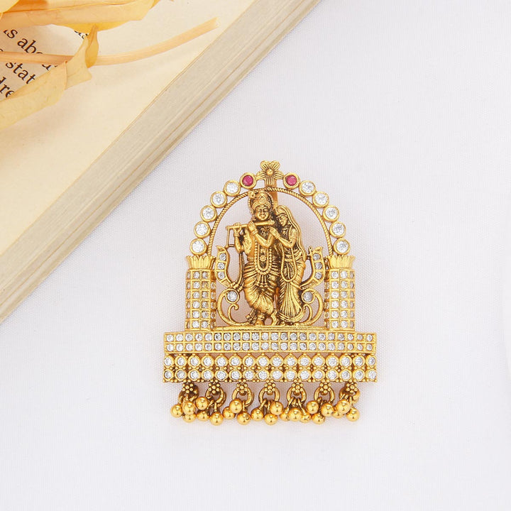 92.5 Silver, 22kt Gold Plated Goddess Glow Stone Pendant | SHOBITAM