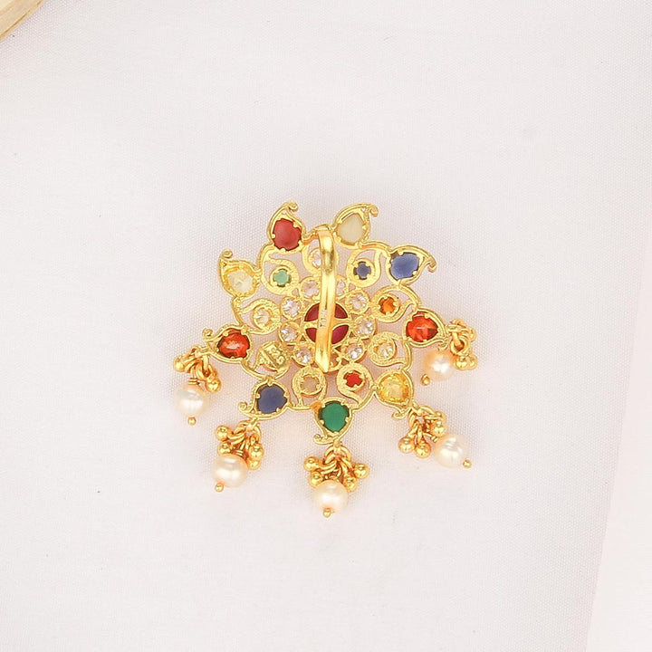 92.5 Sterling Silver with 24kt Gold Plated, Vinaya Stone Pendant | SHOBITAM