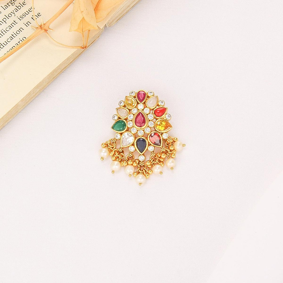 92.5 Silver 24kt Gold Plated, Glowing Stone Pendant | SHOBITAM