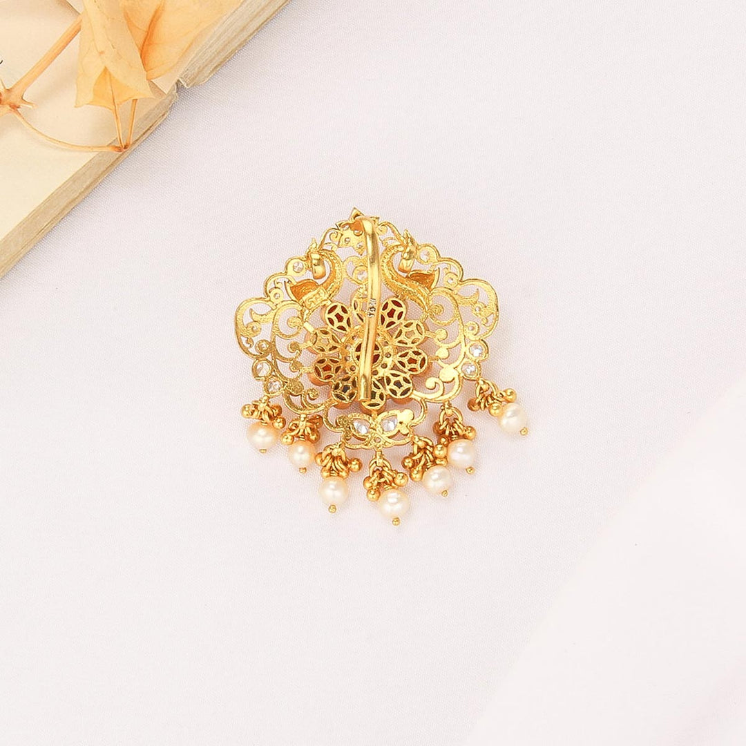 92.5 Sterling Silver, With Gold Plated, Abhitha Stone Pendant | SHOBITAM
