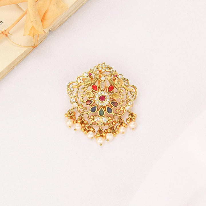 92.5 Sterling Silver, With Gold Plated, Abhitha Stone Pendant | SHOBITAM
