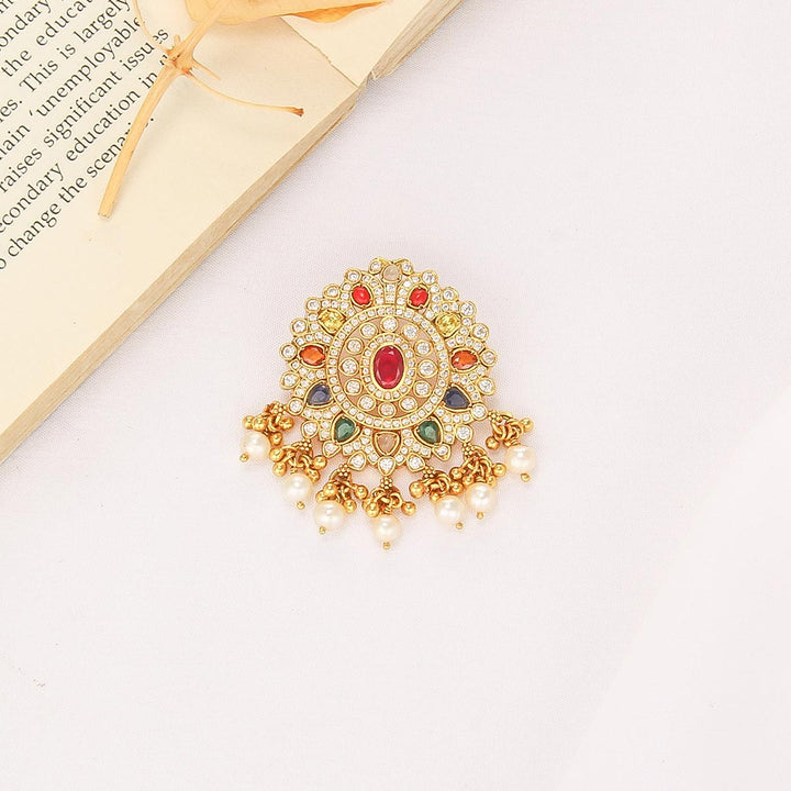 92.5 Silver, 24kt Gold Plated, Lustra Stone Pendant | SHOBITAM