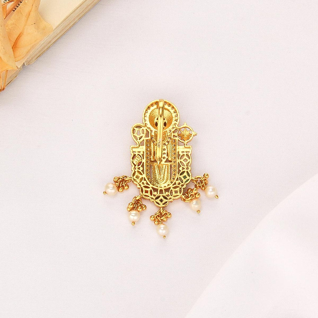 92.5% sterling silver and plated with 24kt gold Perumal Designed Stone Pendant | SHOBITAM