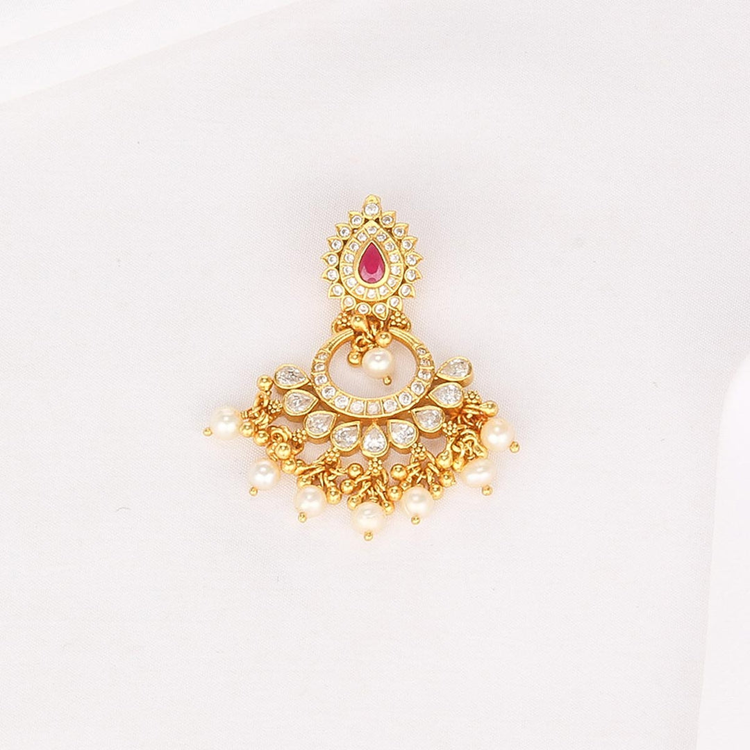 92.5 Silver, Gold Plated, Dhishya Stone Pendant | SHOBITAM