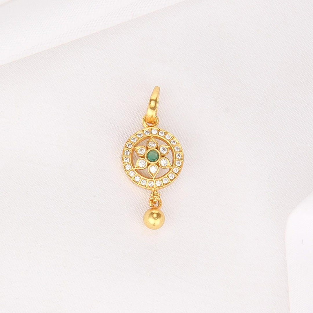 92.5 Sterling Silver, 24kt Gold Plated, Aadhanika Stone Pendant | SHOBITAM