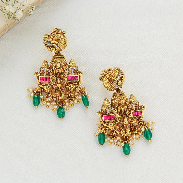 92.5 Silver, 24kt Gold Plated, Dhivinkha Nagas Pendant Set | SHOBITAM