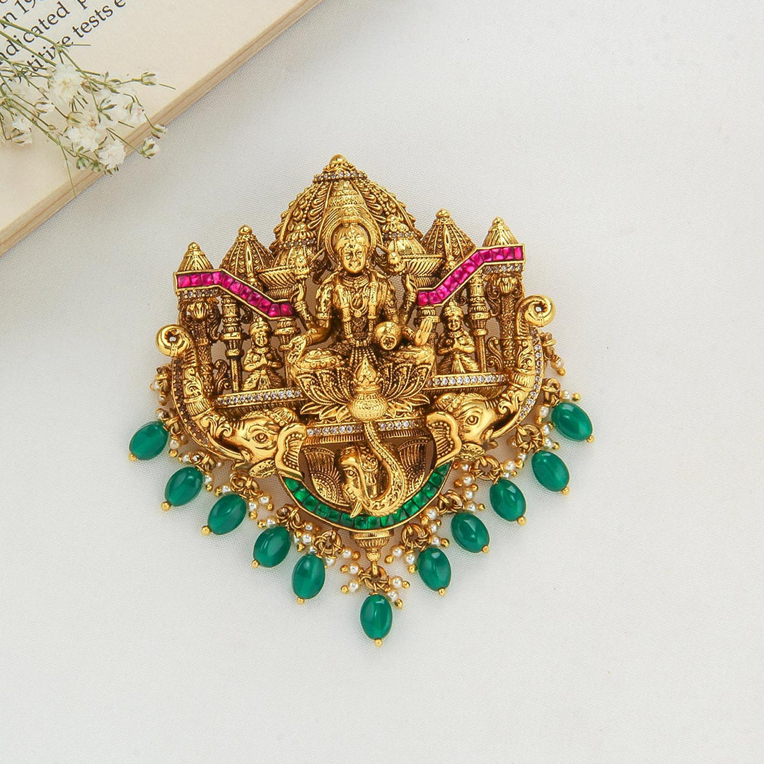 92.5 Silver, 24kt Gold Plated, Dhivinkha Nagas Pendant Set | SHOBITAM
