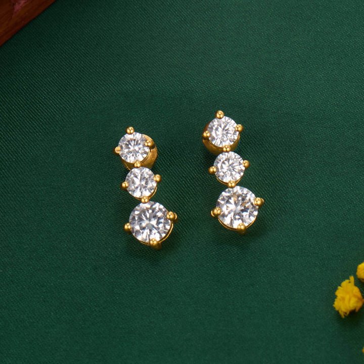 Pure 92.5 Silver, 24kt Gold Plated Sparkling Stone Pendant Set | SHOBITAM