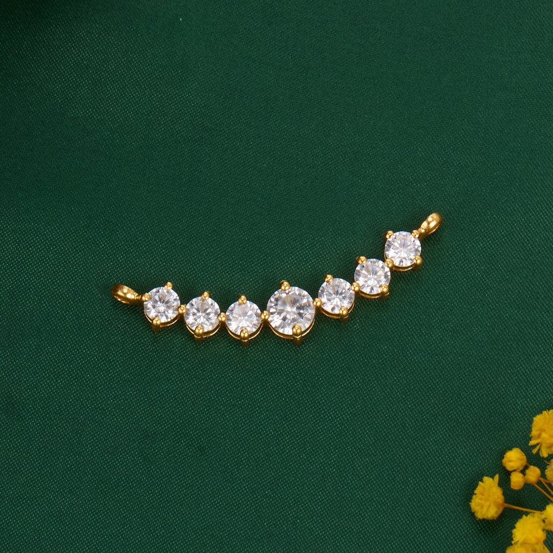 Pure 92.5 Silver, 24kt Gold Plated Sparkling Stone Pendant Set | SHOBITAM