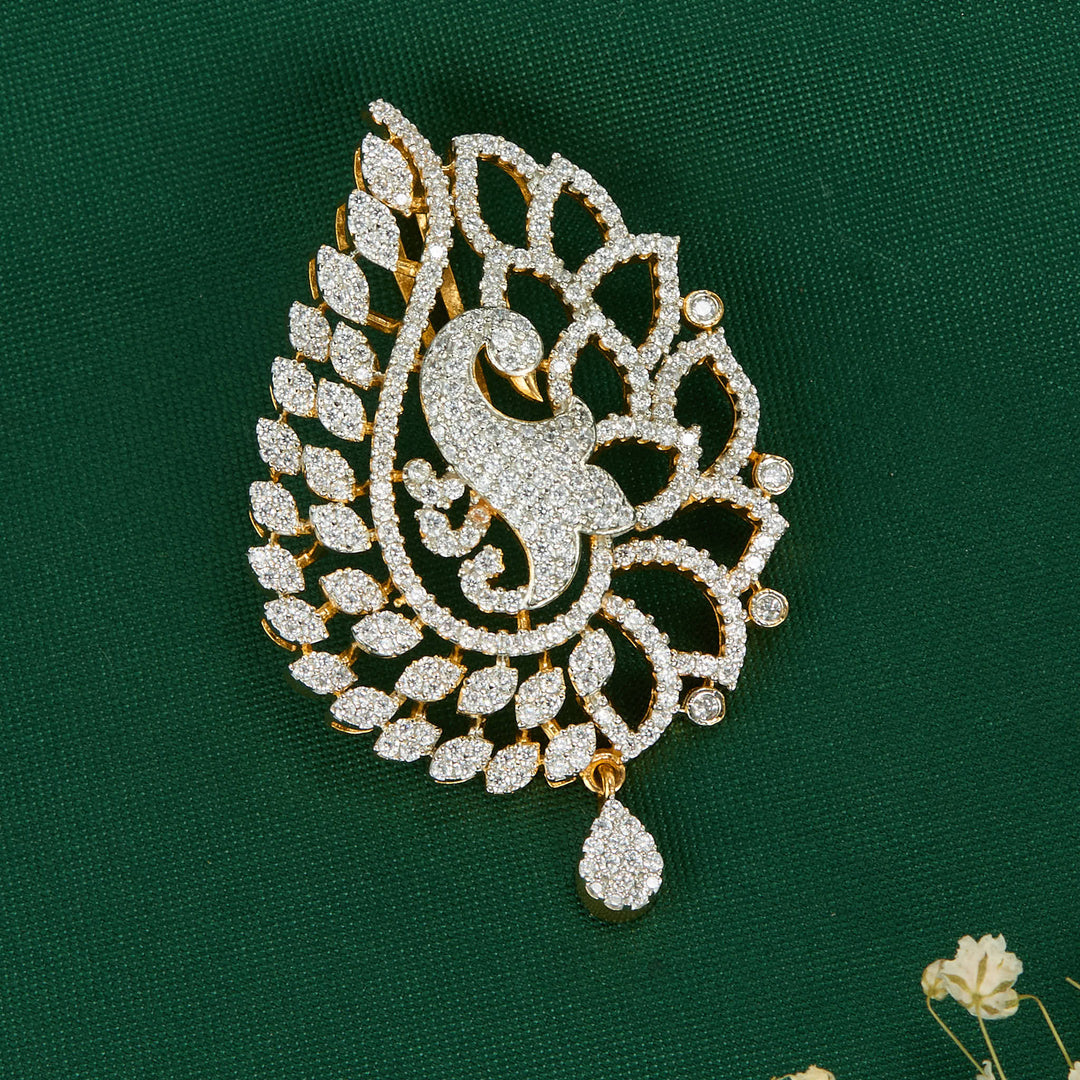 Pure 92.5 Silver Glittering Avikam Pendant Set | SHOBITAM