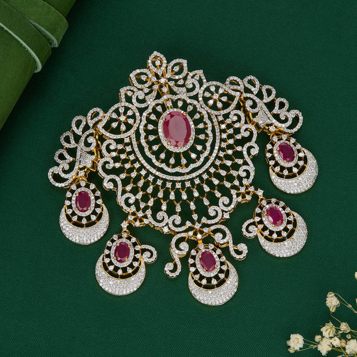 Pure 92.5 Silver Dhatri Diamond Design Pendant | SHOBITAM