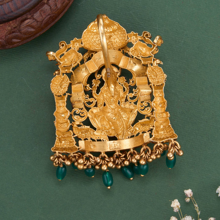 Pure 92.5 Silver, 24kt Gold Plated Lakshmi 3D Spl Pendant | SHOBITAM
