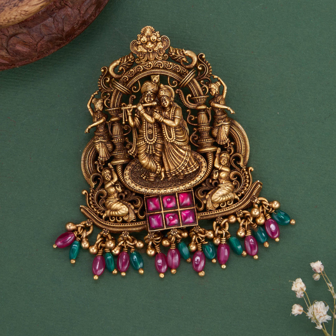 Pure 92.5 Silver, 24kt Gold Plated Cherishing 3D Spl Pendant | SHOBITAM
