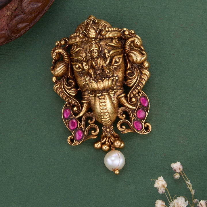 Pure 92.5 Silver, 24kt Gold Plated Ganesh 3D Spl Pendant | SHOBITAM