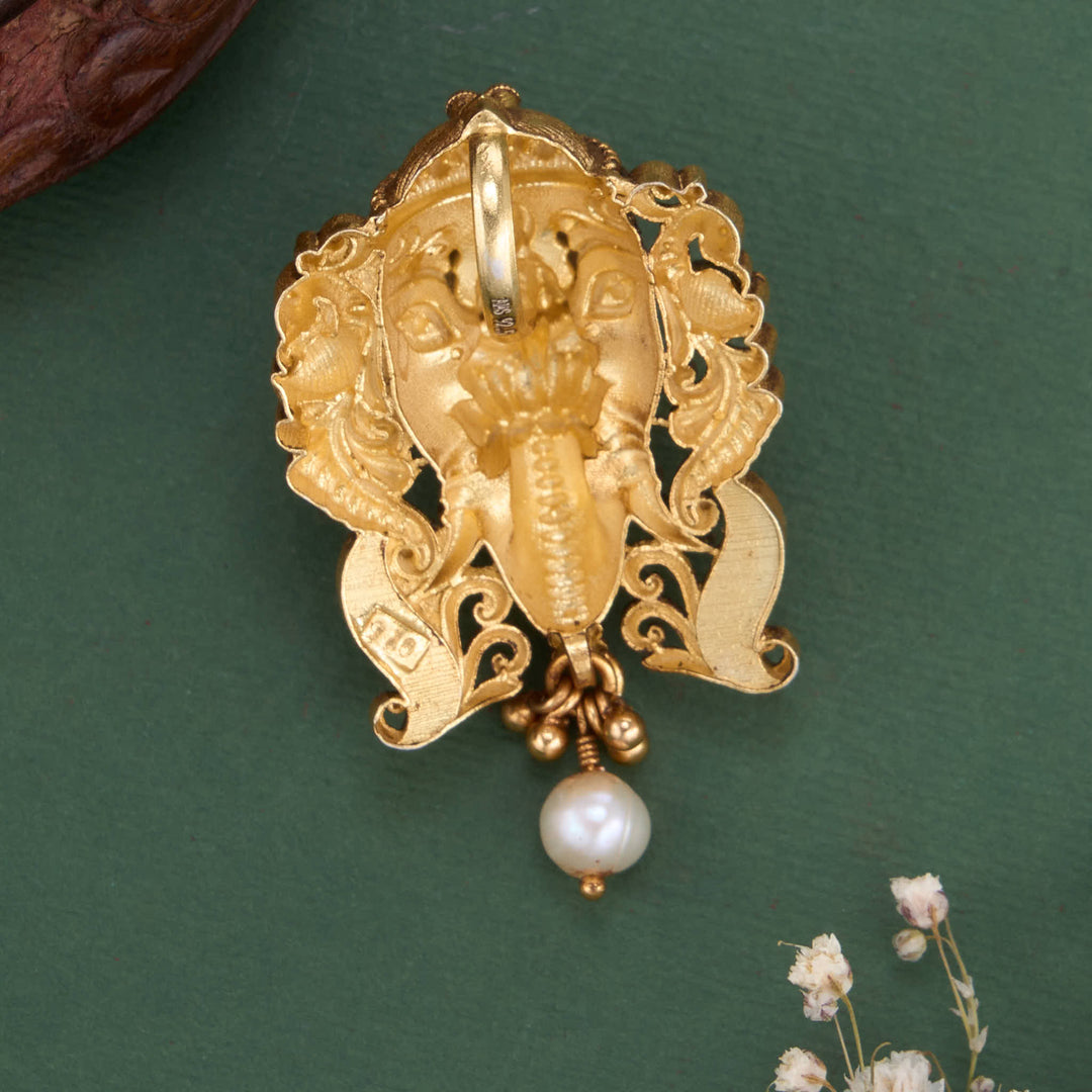 Pure 92.5 Silver, 24kt Gold Plated Ganesh 3D Spl Pendant | SHOBITAM