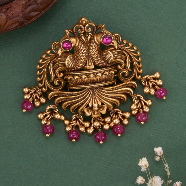 Pure 92.5 Silver, 24kt Gold Plated Aravinkha 3D Spl Pendant | SHOBITAM
