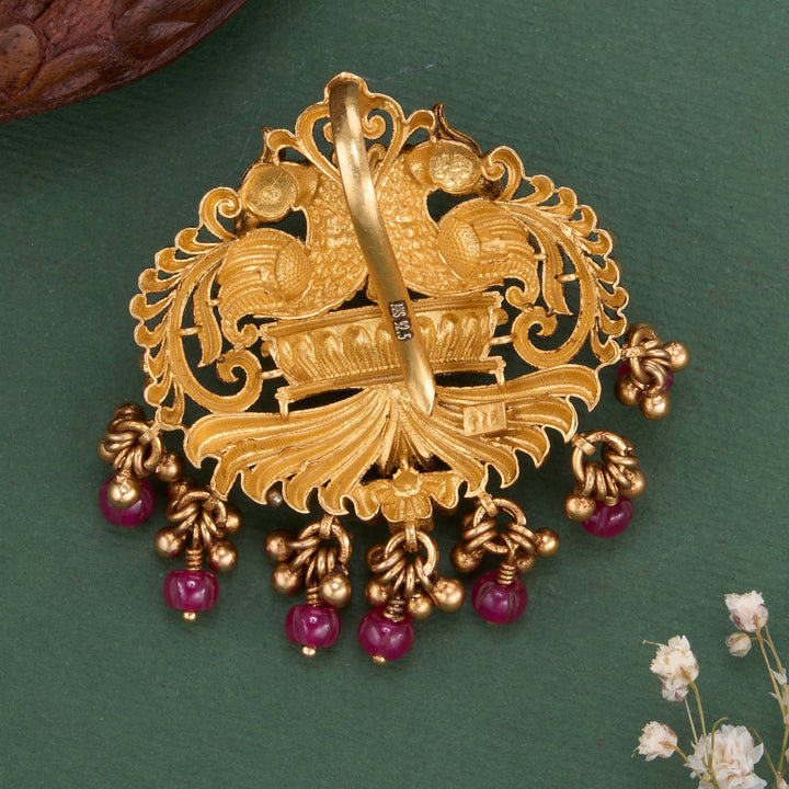 Pure 92.5 Silver, 24kt Gold Plated Aravinkha 3D Spl Pendant | SHOBITAM