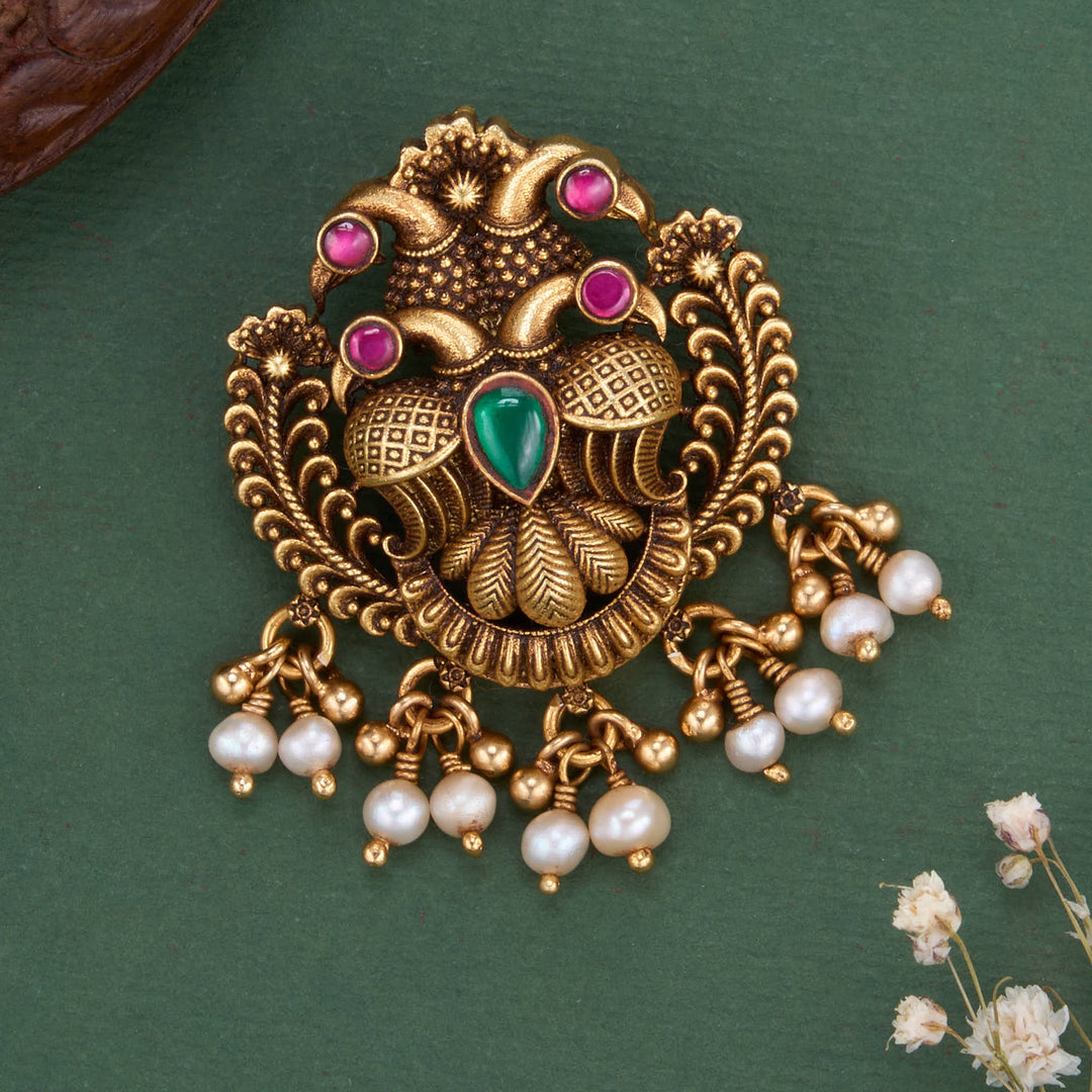 Pure 92.5 Silver, 24kt Gold Plated Vishitha 3D Spl Pendant | SHOBITAM