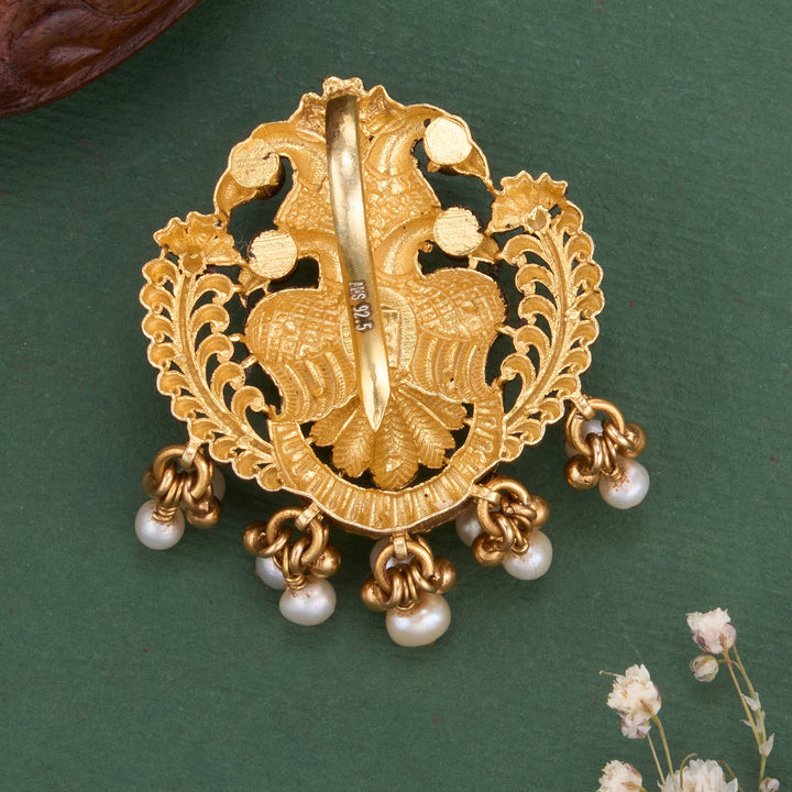 Pure 92.5 Silver, 24kt Gold Plated Vishitha 3D Spl Pendant | SHOBITAM